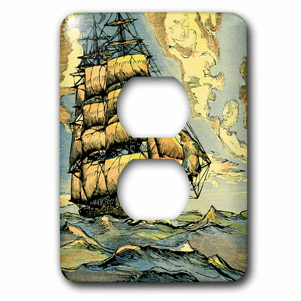 Multi-Color 3dRose lsp_29063_6 Sailing Ships Outlet Cover 